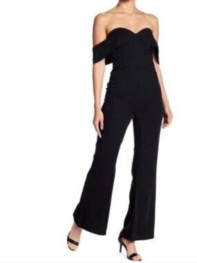 Few Moda Black cocktail party sleeveless off shoulder Sweetheart Romper NWT